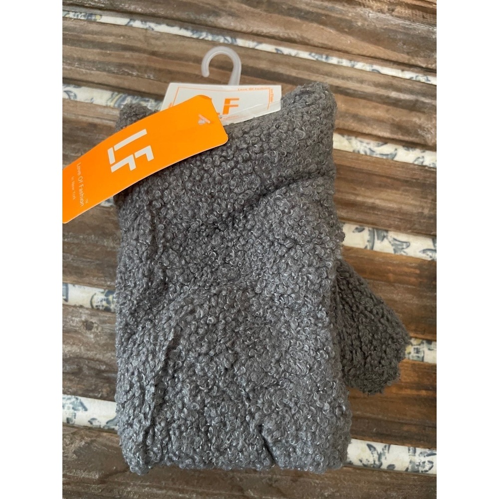 LF Love Of Fashion Gray Sherpa Mittens NWT Faux Shearling Winter Gloves Charcoal
